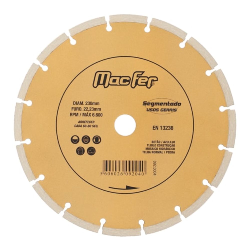 Disco Diamante Macfer Segmentado 230mm