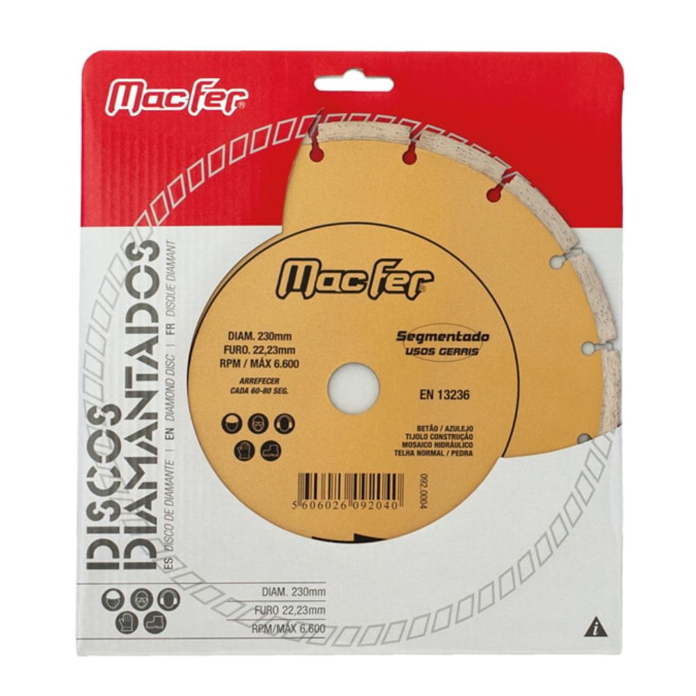 Disco Diamante Macfer Segmentado 230mm