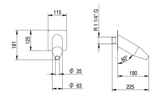 Canhão de parede LANA aço inox A316L