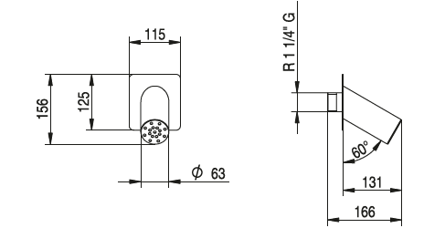 Canhão de parede MIRA aço inox A316L