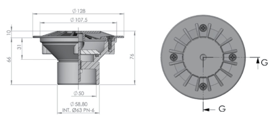 Boca de impulsão de fundo ABS - betão