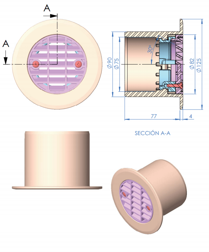 Boca de impulsão Diversas - fundo e parede