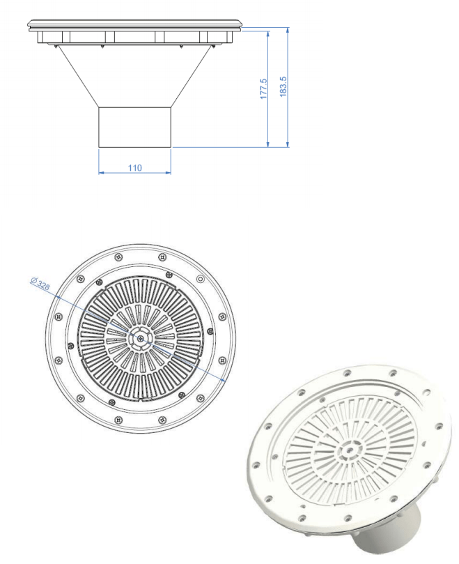 Boca de impulsão Diversas - fundo e parede