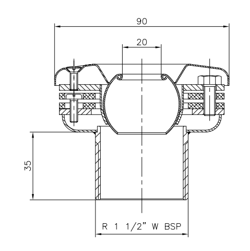 Boca de Impulsão e Aspiração - Inox / Latão
