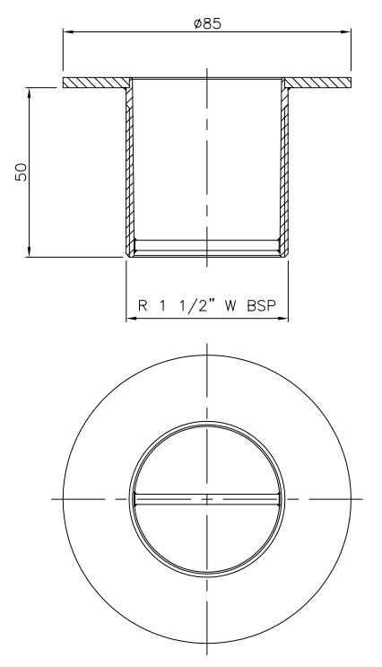 Boca de Impulsão e Aspiração - Inox / Latão