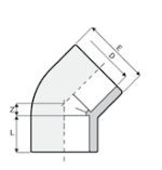 Joelho 45º colar PVC PN16