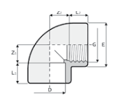 Joelho 90º colar/roscar PVC PN16