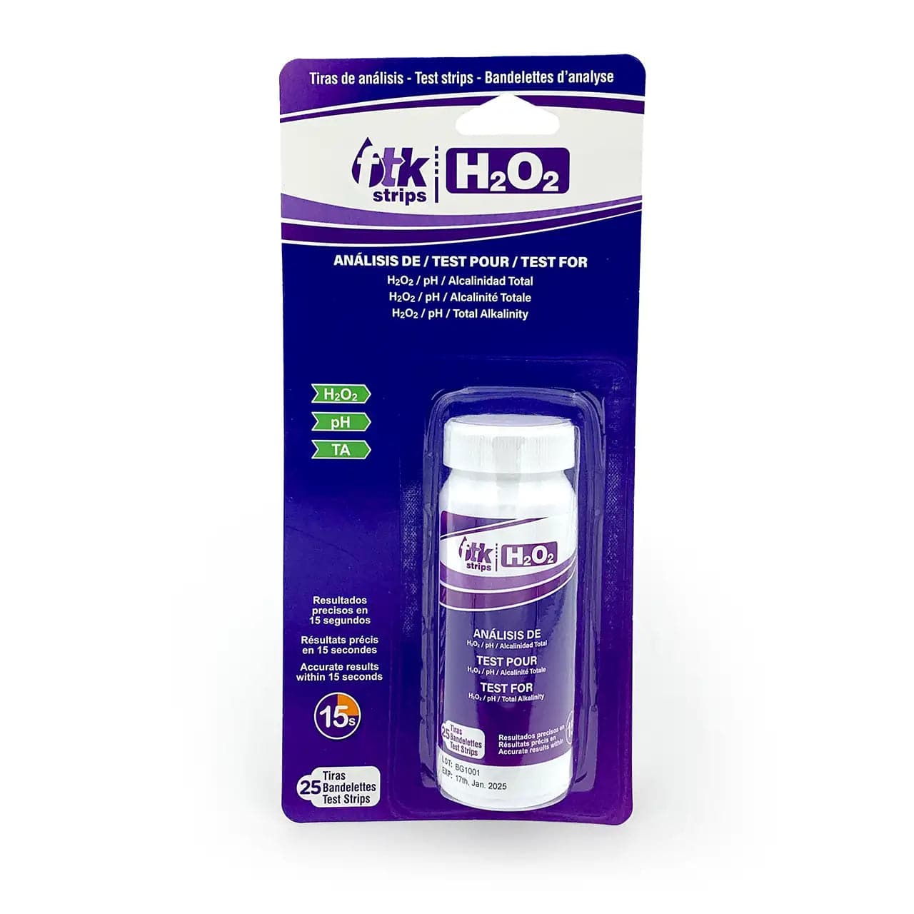 Medidor / Analisador 5 em 1 - FTK STRIPS - (cloro, ph, alcalinidade, estabilizante Taxa de sólidos)