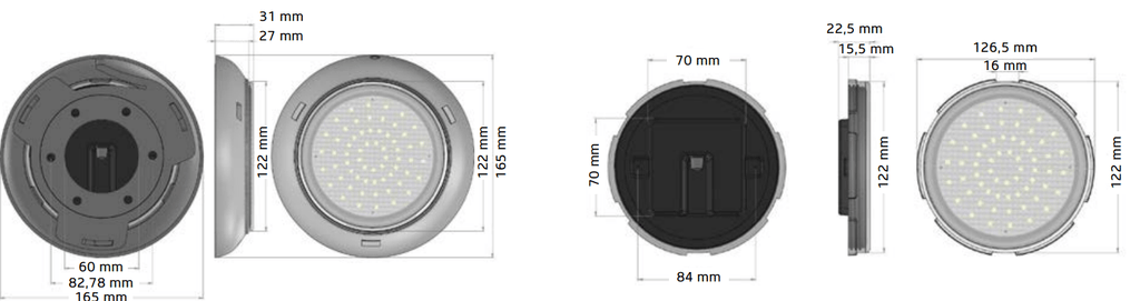 PROJETORES LED BRANCO Série Slim MIDI - betão / liner - Bluezone Pool